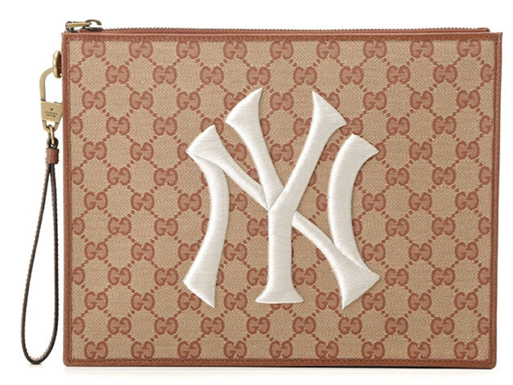 Gucci bag clutch Shoulder NY Yankees Beige Cream brown GG canvas